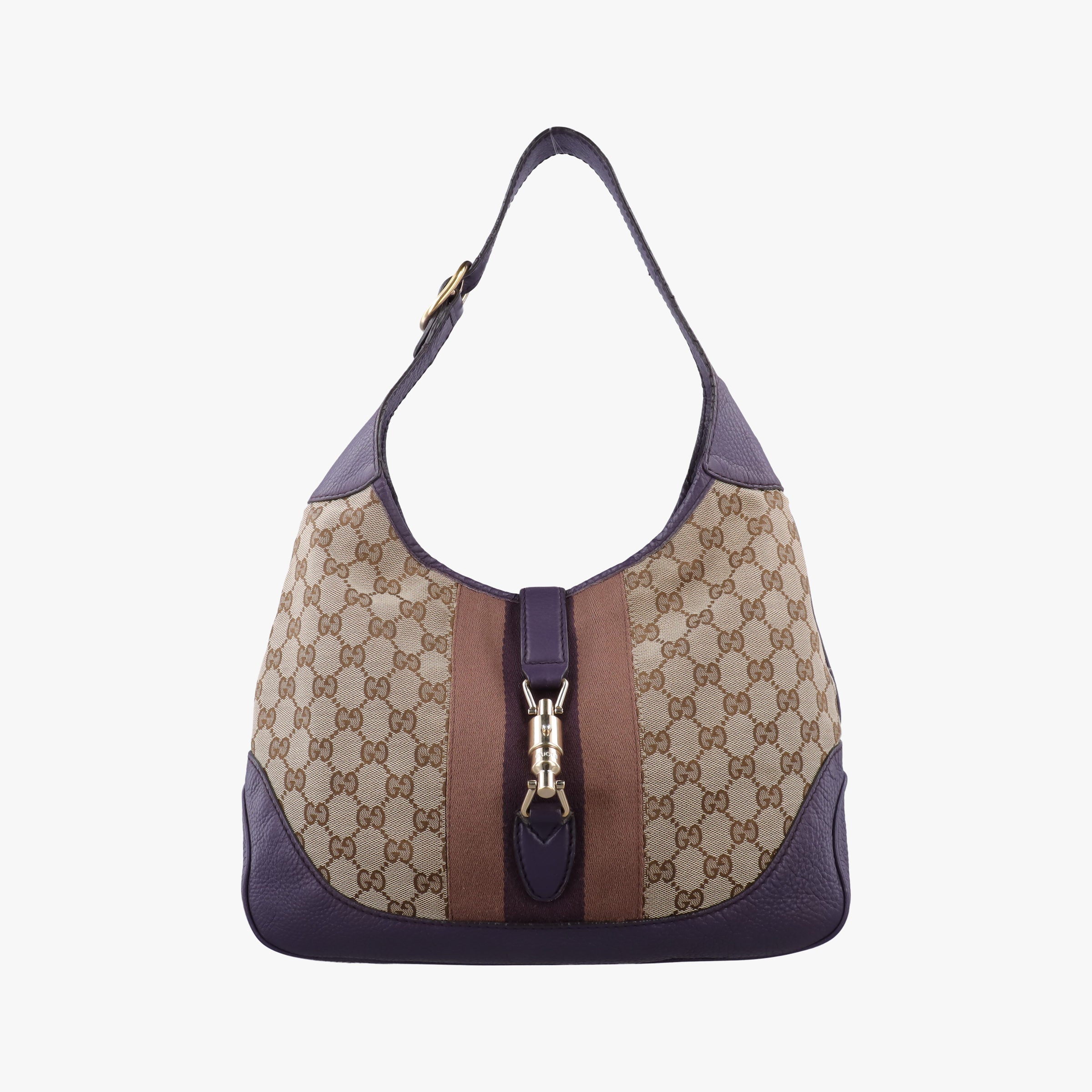 Pre-owned Gucci JACKIE 1961 beige×purple Canvas×leather 277520 shoulderbag | stylenewstar