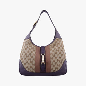 Pre-owned Gucci JACKIE 1961 beige×purple Canvas×leather 277520 shoulderbag | stylenewstar