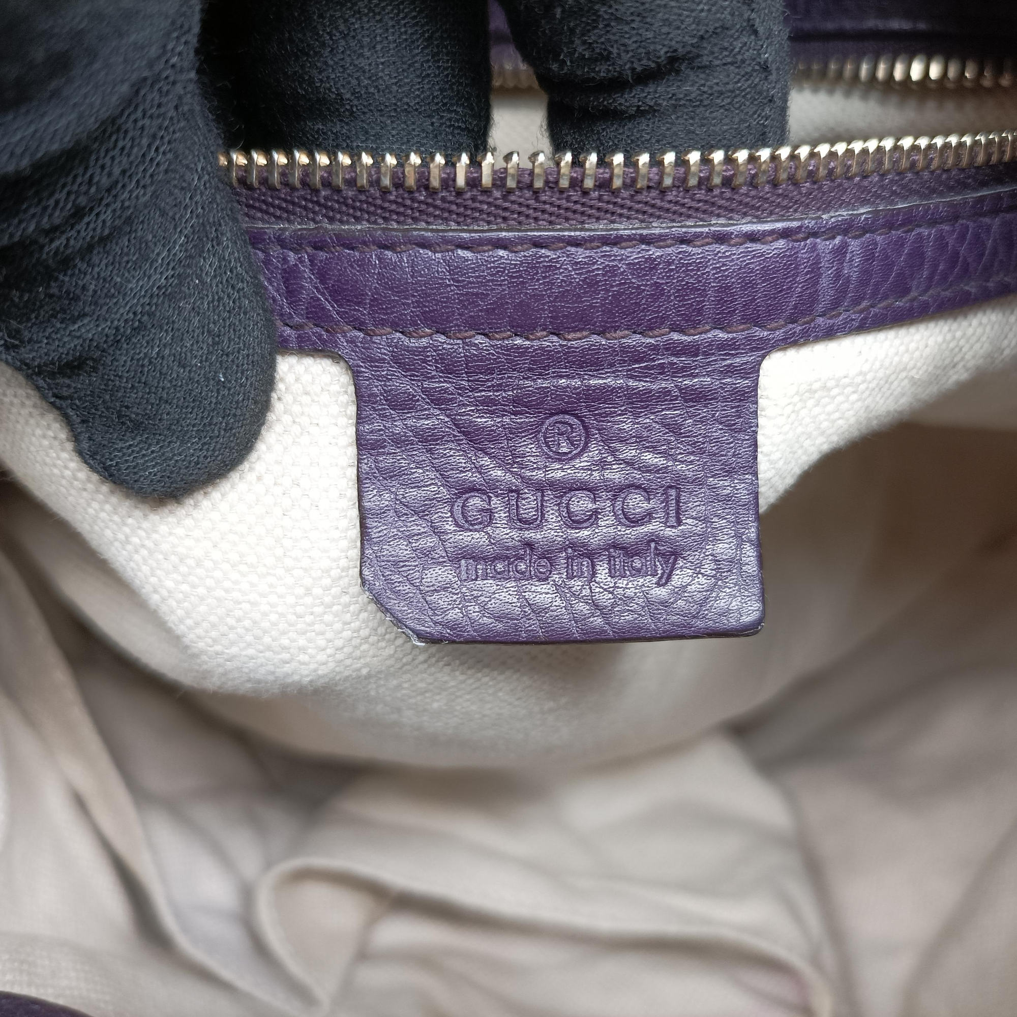 Pre-owned Gucci JACKIE 1961 beige×purple Canvas×leather 277520 shoulderbag | stylenewstar