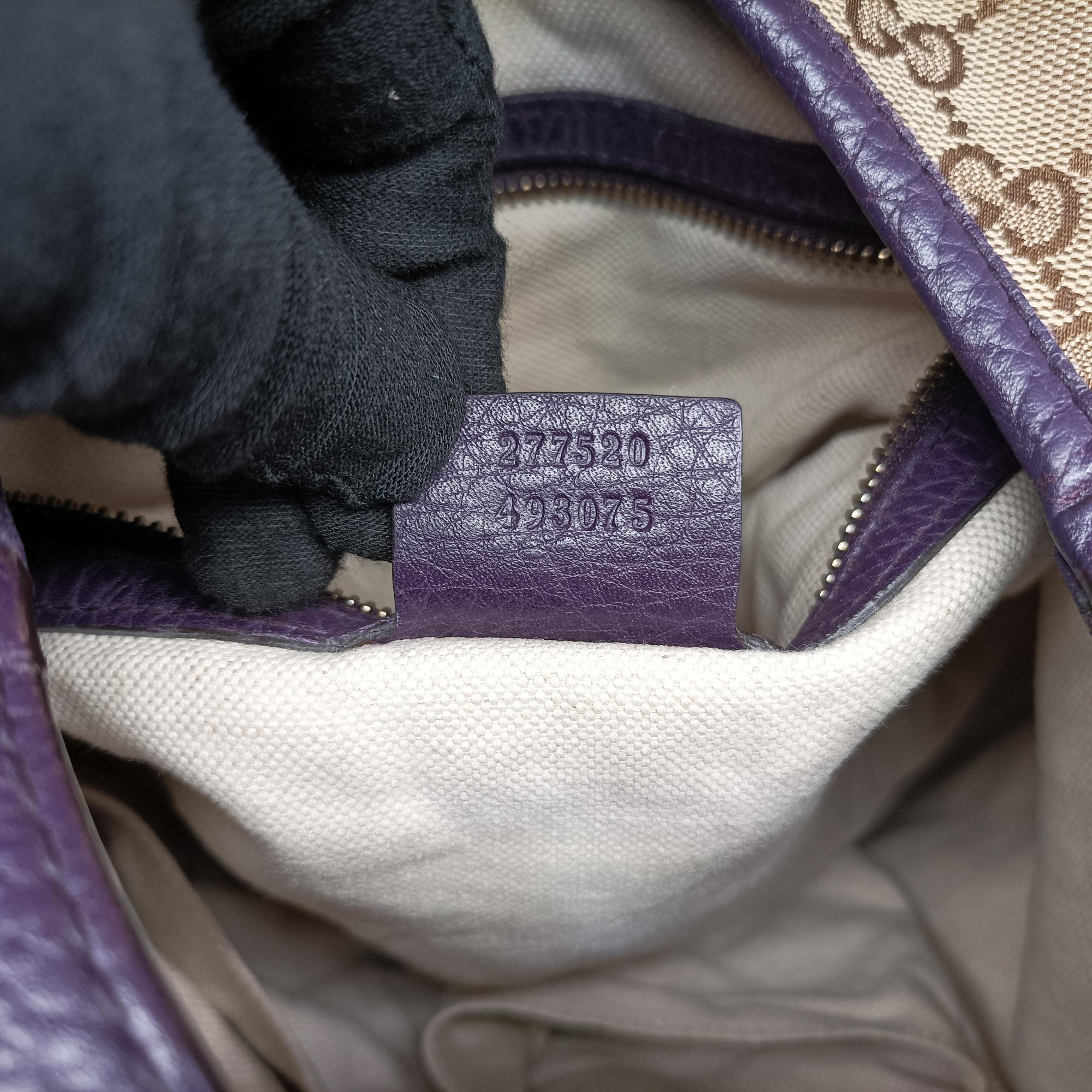 Pre-owned Gucci JACKIE 1961 beige×purple Canvas×leather 277520 shoulderbag | stylenewstar