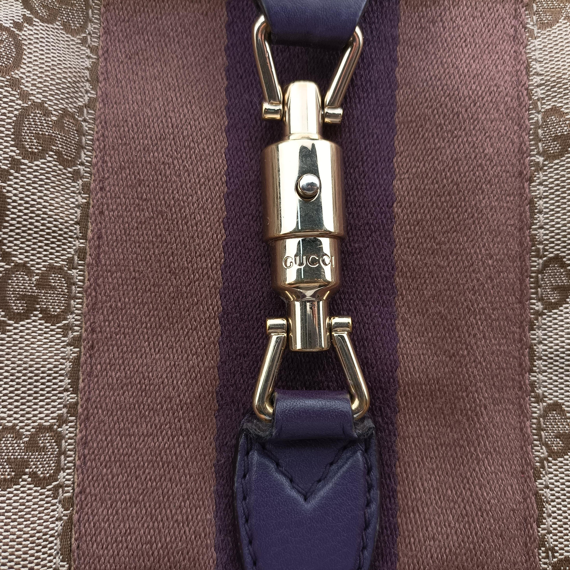 Pre-owned Gucci JACKIE 1961 beige×purple Canvas×leather 277520 shoulderbag | stylenewstar