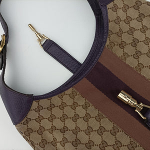 Pre-owned Gucci JACKIE 1961 beige×purple Canvas×leather 277520 shoulderbag | stylenewstar