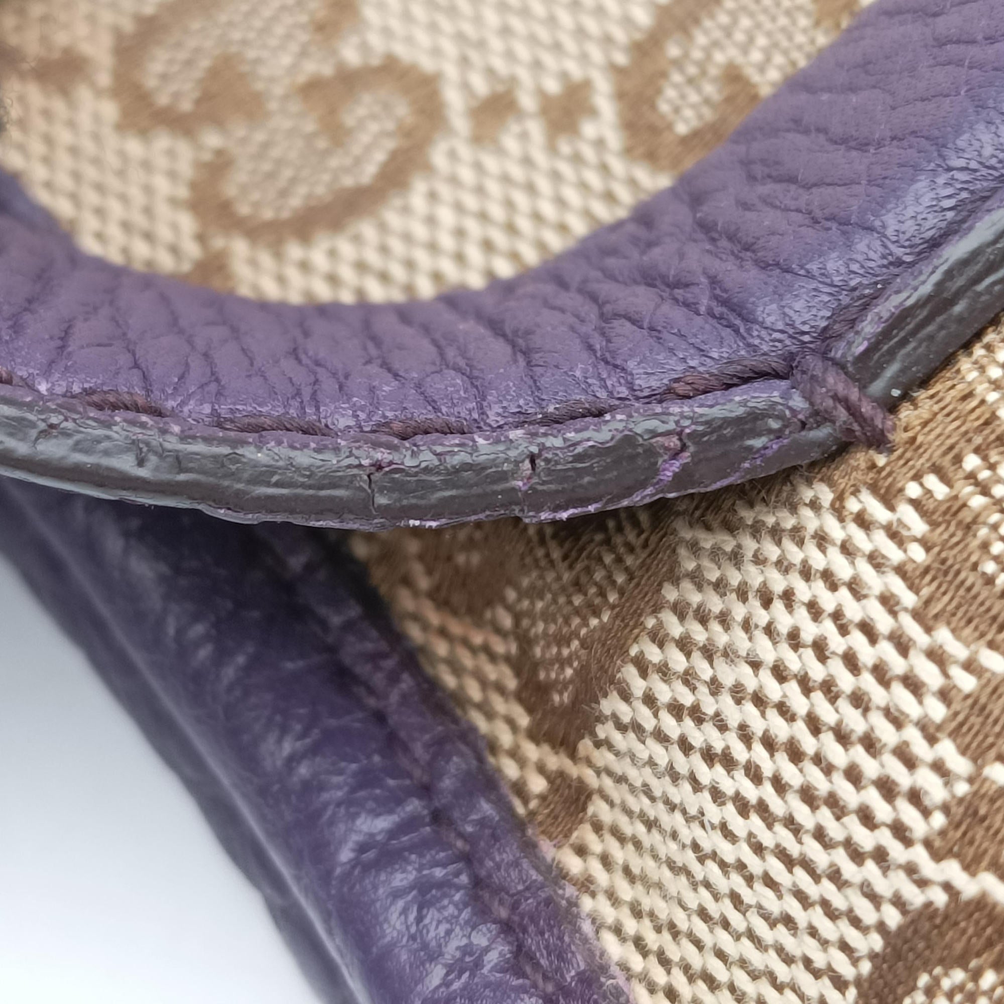 Pre-owned Gucci JACKIE 1961 beige×purple Canvas×leather 277520 shoulderbag | stylenewstar