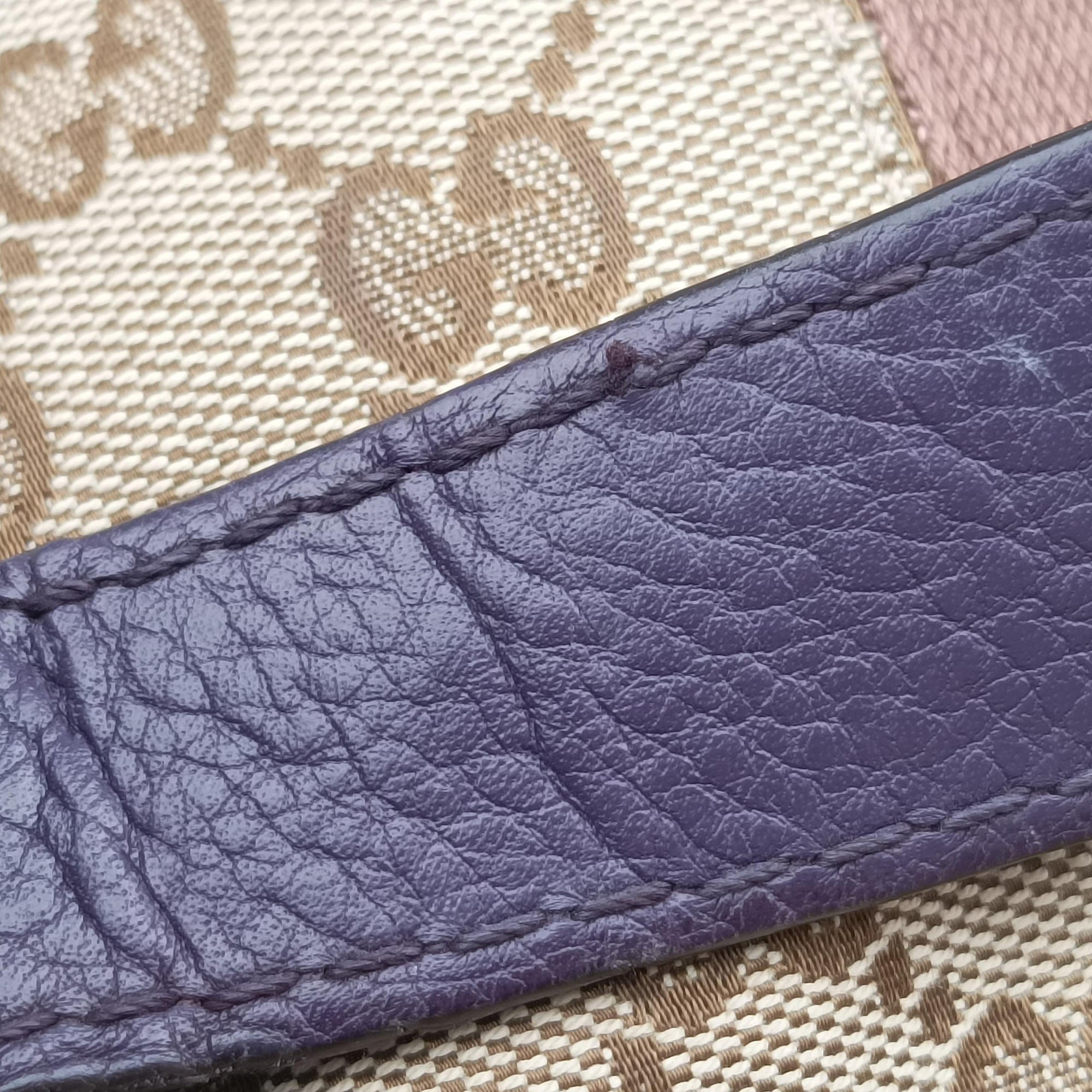 Pre-owned Gucci JACKIE 1961 beige×purple Canvas×leather 277520 shoulderbag | stylenewstar