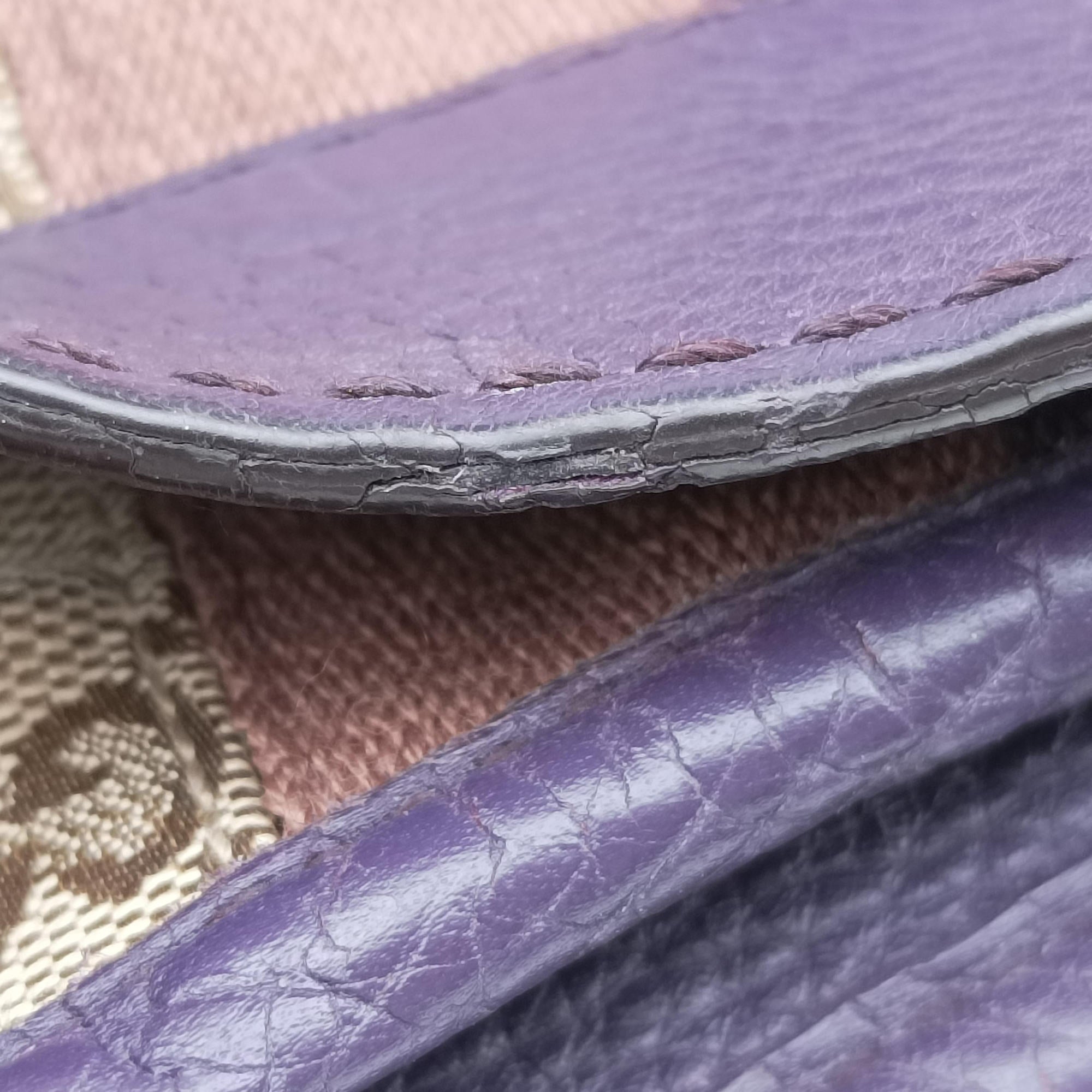 Pre-owned Gucci JACKIE 1961 beige×purple Canvas×leather 277520 shoulderbag | stylenewstar