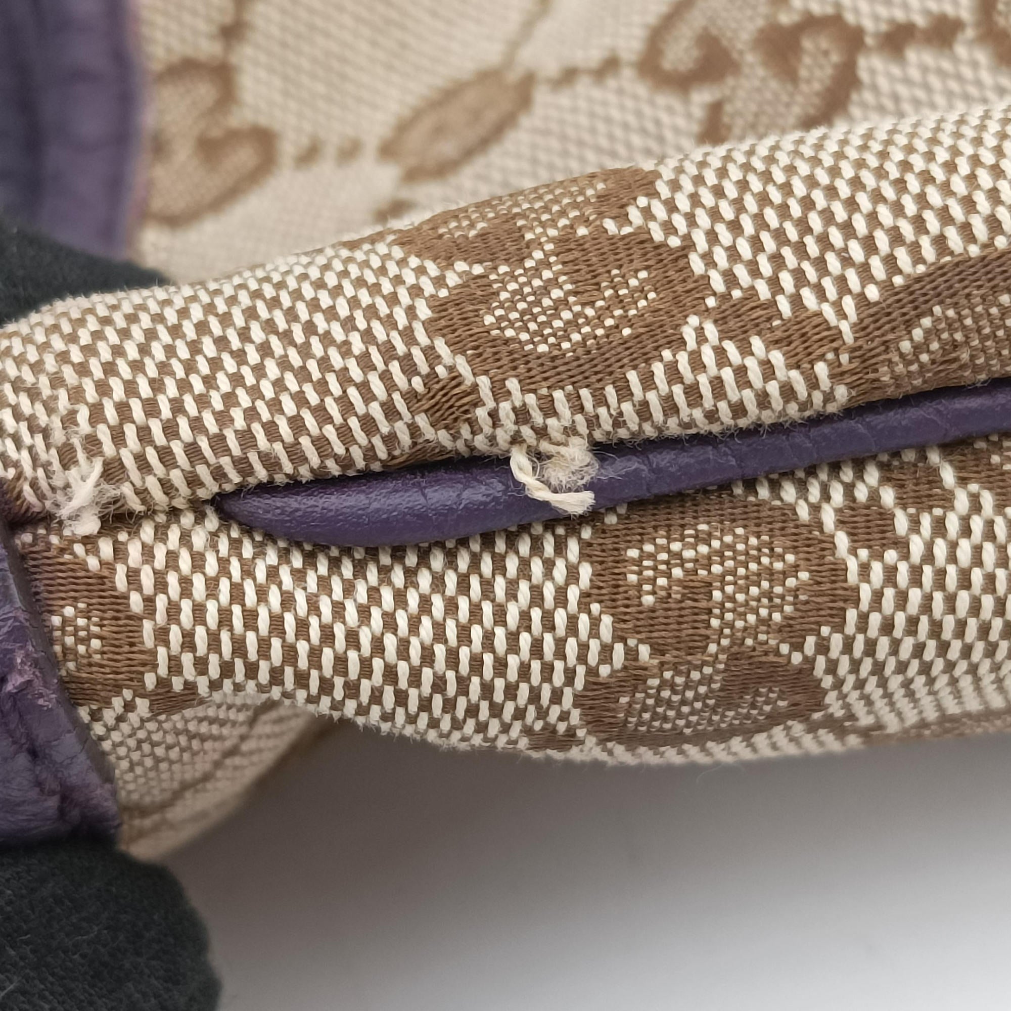 Pre-owned Gucci JACKIE 1961 beige×purple Canvas×leather 277520 shoulderbag | stylenewstar