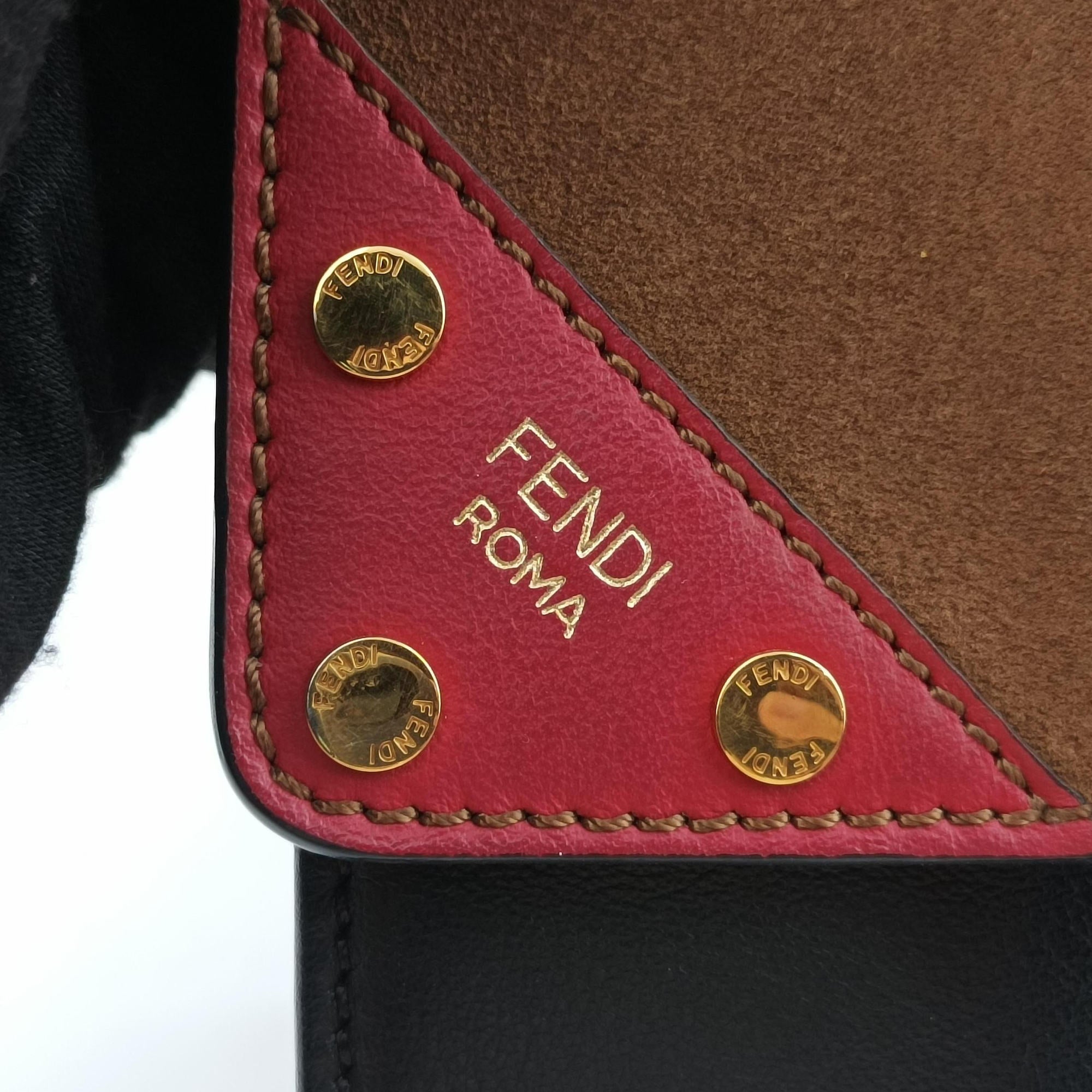 Vintage Fendi Flip Brown×Red×Navy Leather×Suede 8BT302 shoulderbag | stylenewstar