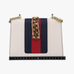 Pre-owned Gucci Sylvie Ivory×navy×red Leather 431666 shoulderbag | stylenewstar