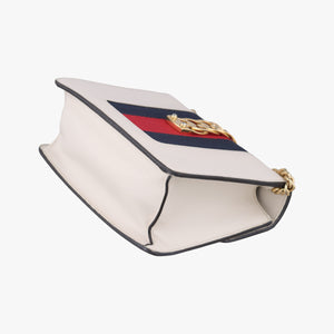 Pre-owned Gucci Sylvie Ivory×navy×red Leather 431666 shoulderbag | stylenewstar