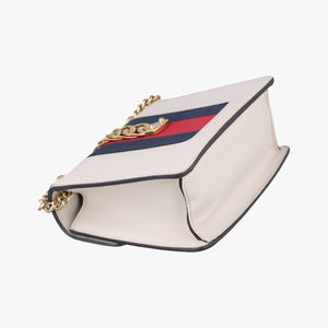 Pre-owned Gucci Sylvie Ivory×navy×red Leather 431666 shoulderbag | stylenewstar