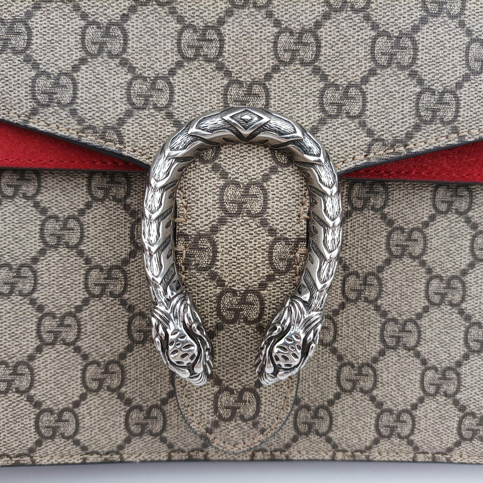 Pre-owned Gucci Dionysus beige×red PVC coated canvas × suede 403348 shoulderbag | stylenewstar