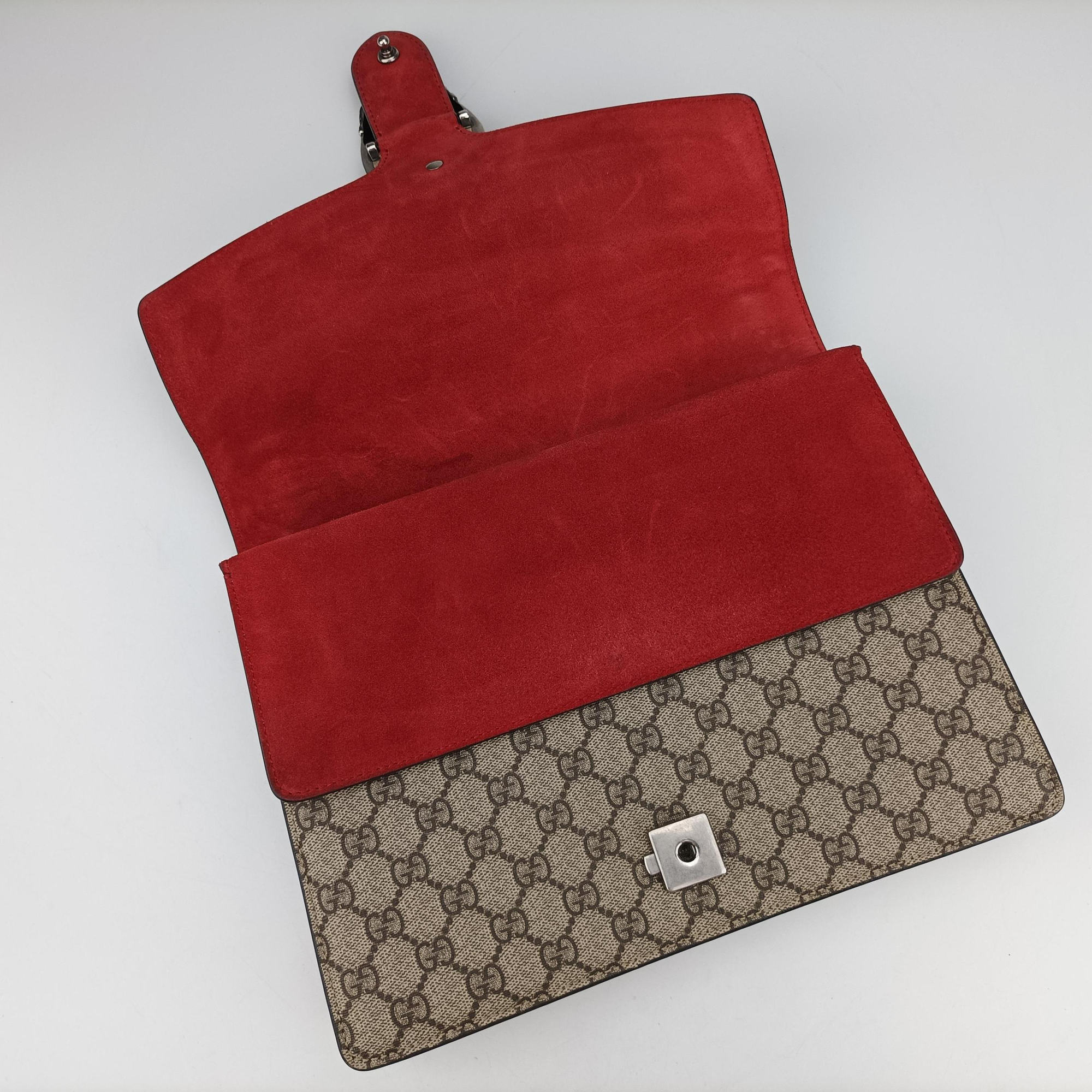 Pre-owned Gucci Dionysus beige×red PVC coated canvas × suede 403348 shoulderbag | stylenewstar