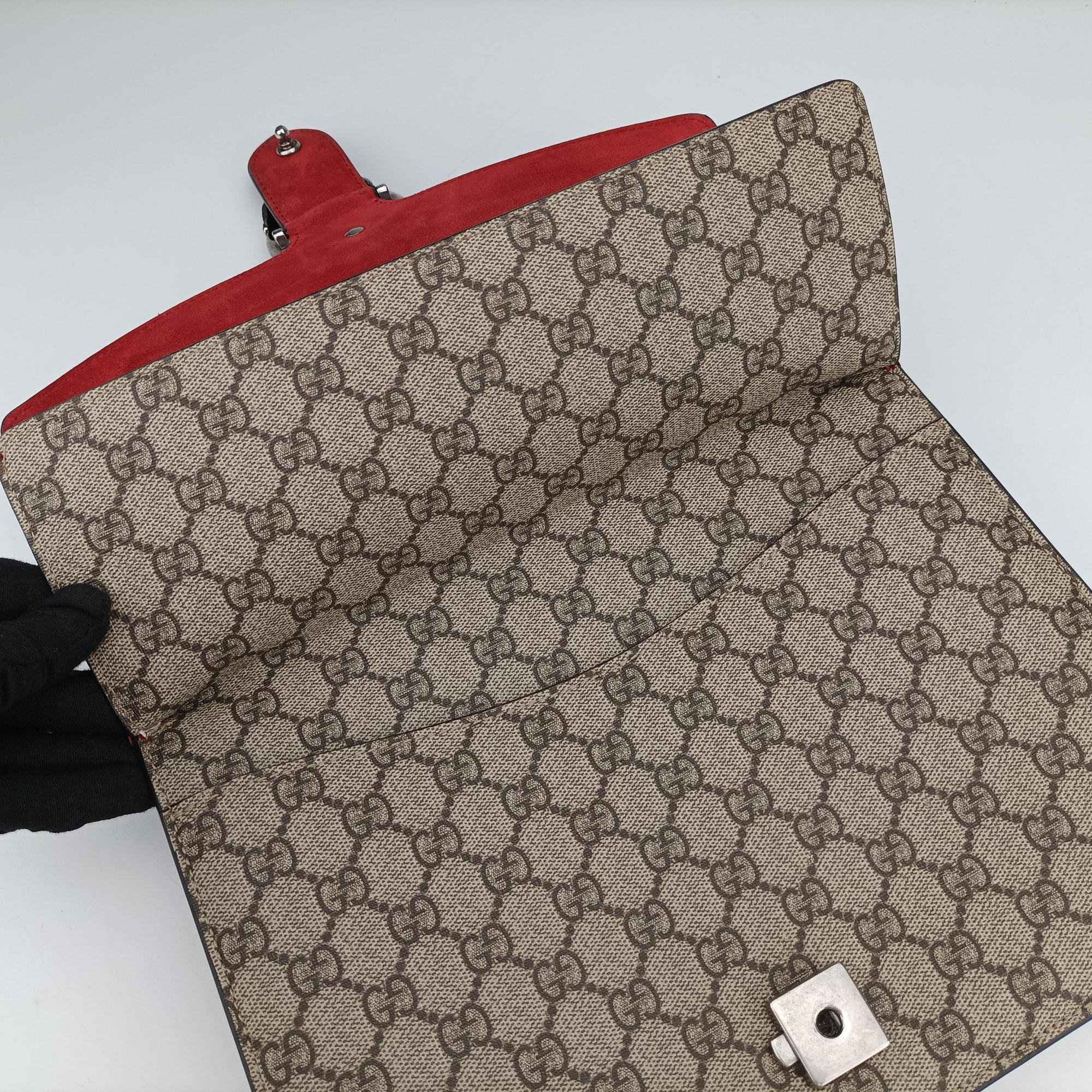 Pre-owned Gucci Dionysus beige×red PVC coated canvas × suede 403348 shoulderbag | stylenewstar