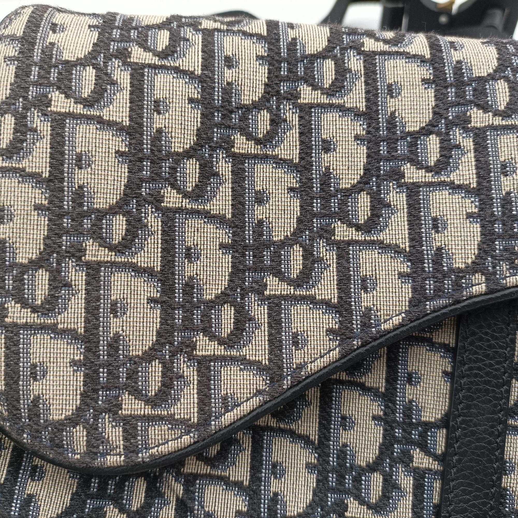 Pre-owned Christian Dior saddle Navy Jacquard×Leather  bum bag/waist bag | stylenewstar
