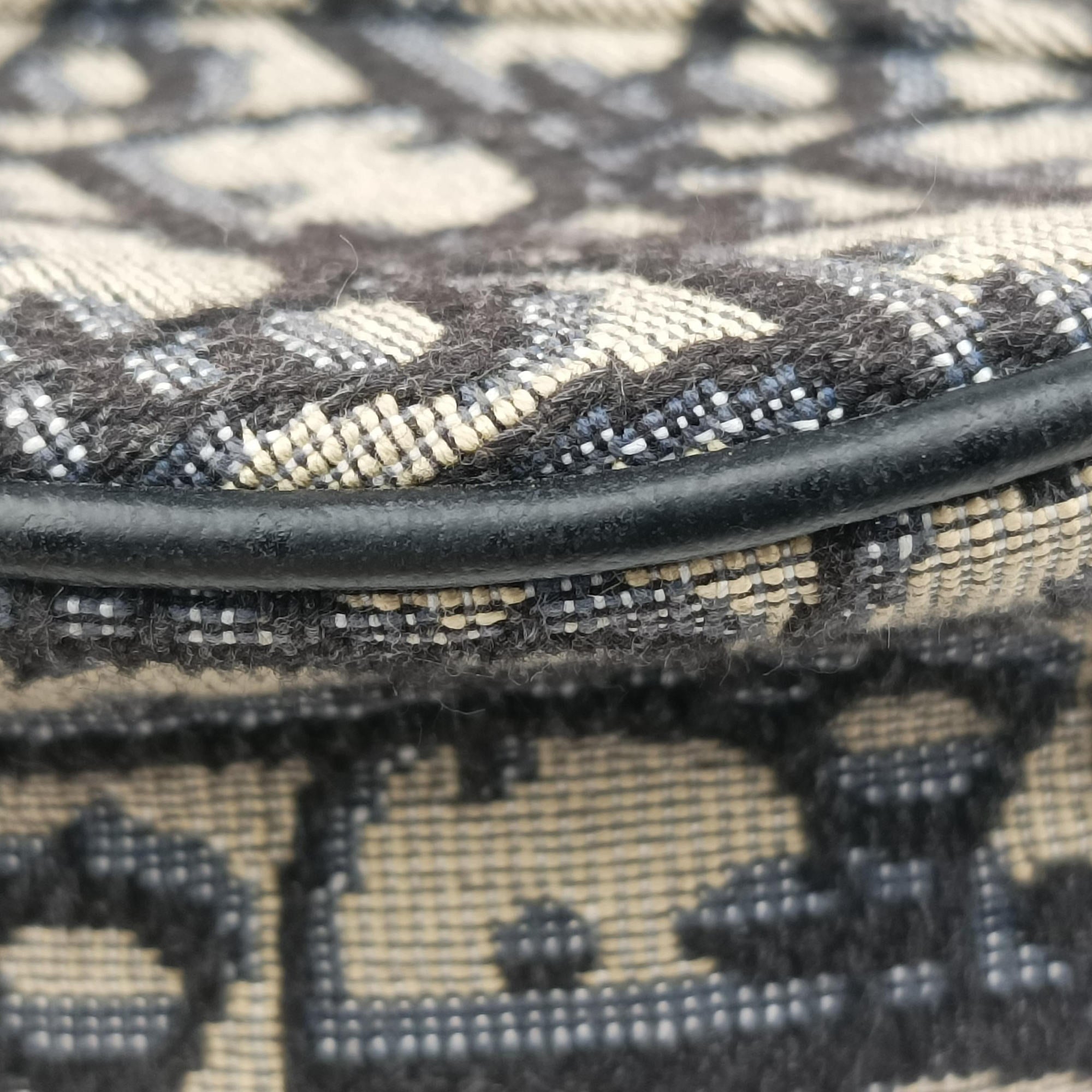 Pre-owned Christian Dior saddle Navy Jacquard×Leather  bum bag/waist bag | stylenewstar