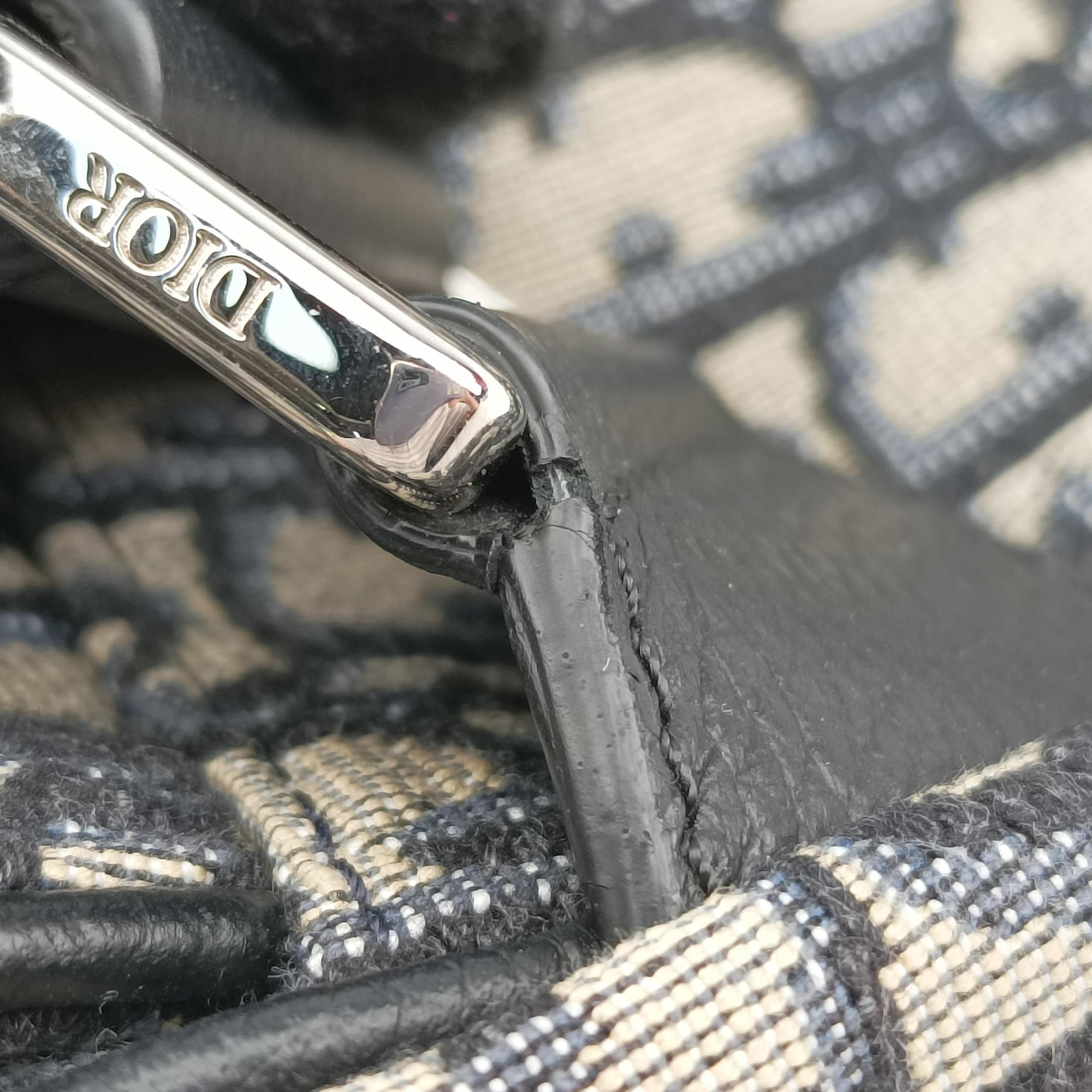 Pre-owned Christian Dior saddle Navy Jacquard×Leather  bum bag/waist bag | stylenewstar