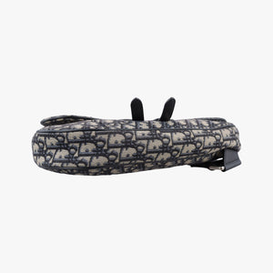 Pre-owned Christian Dior saddle Navy Jacquard×Leather  bum bag/waist bag | stylenewstar
