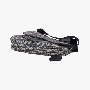 Pre-owned Christian Dior saddle Navy Jacquard×Leather  bum bag/waist bag | stylenewstar