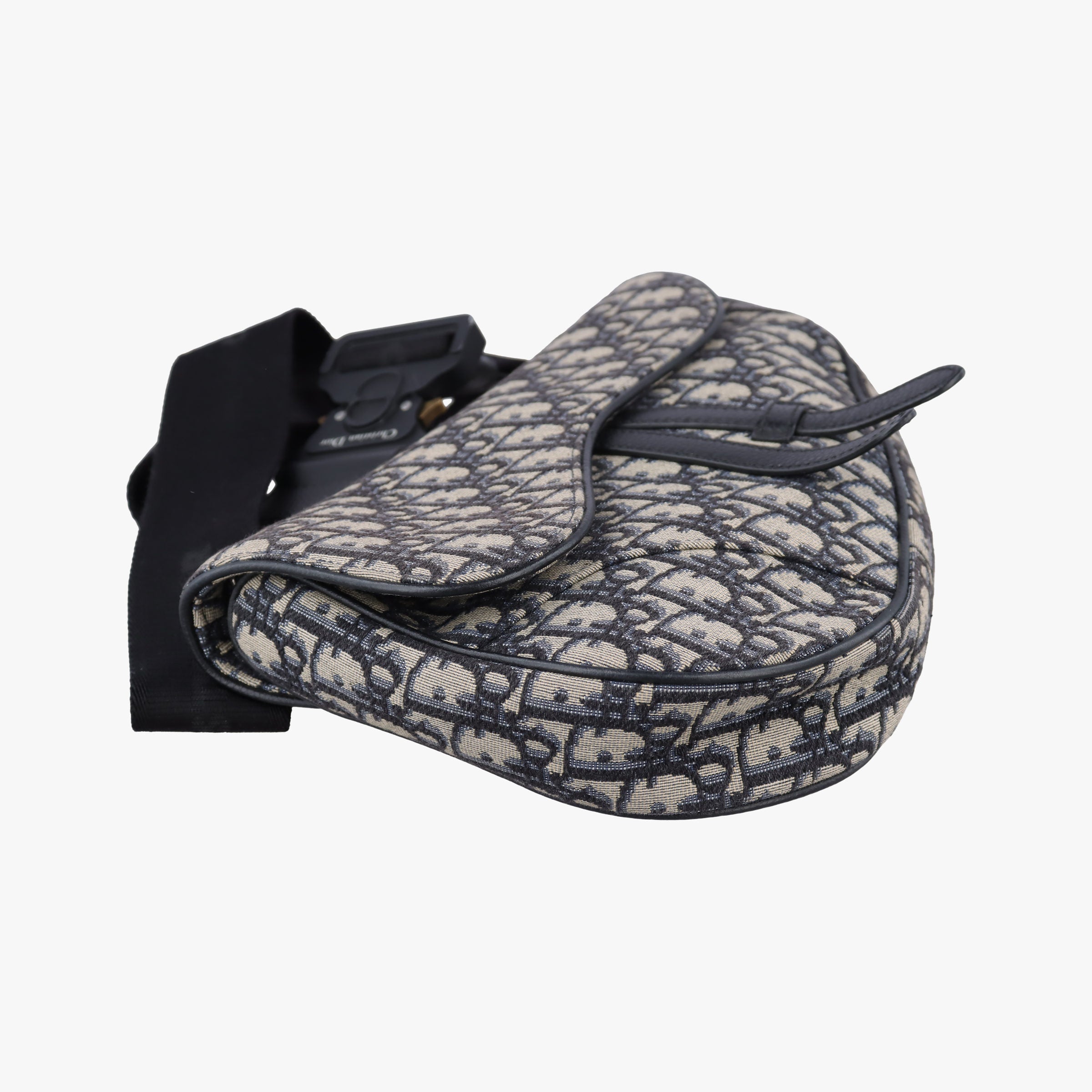 Pre-owned Christian Dior saddle Navy Jacquard×Leather  bum bag/waist bag | stylenewstar