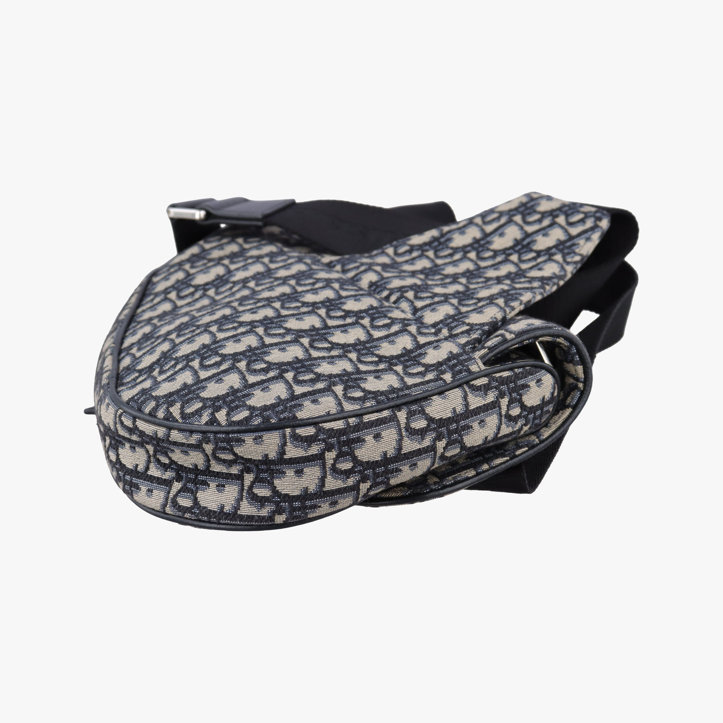 Pre-owned Christian Dior saddle Navy Jacquard×Leather  bum bag/waist bag | stylenewstar