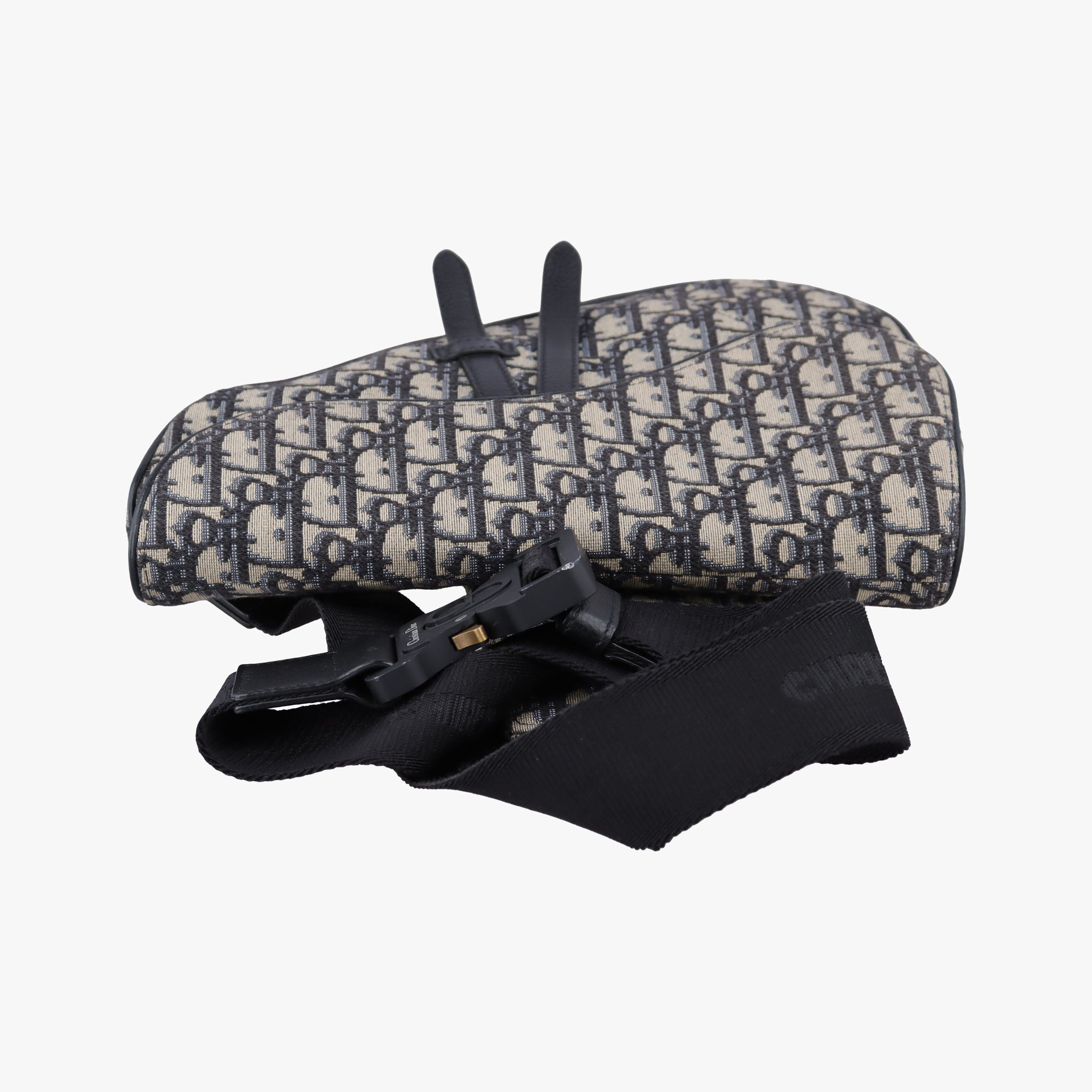 Pre-owned Christian Dior saddle Navy Jacquard×Leather  bum bag/waist bag | stylenewstar
