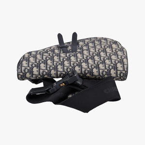 Pre-owned Christian Dior saddle Navy Jacquard×Leather  bum bag/waist bag | stylenewstar