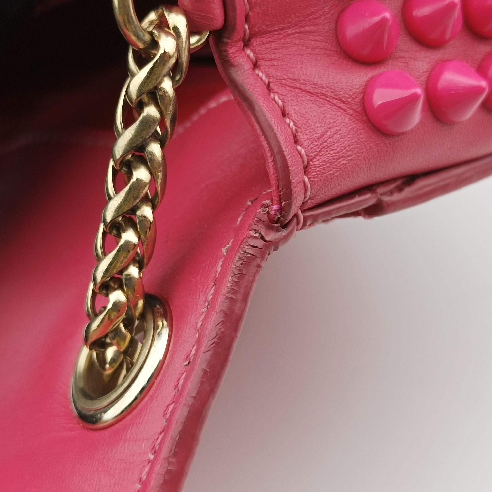 Vintage Christian Louboutin Sweet Charity Scarabe Spike Pink Leather  shoulderbag | stylenewstar