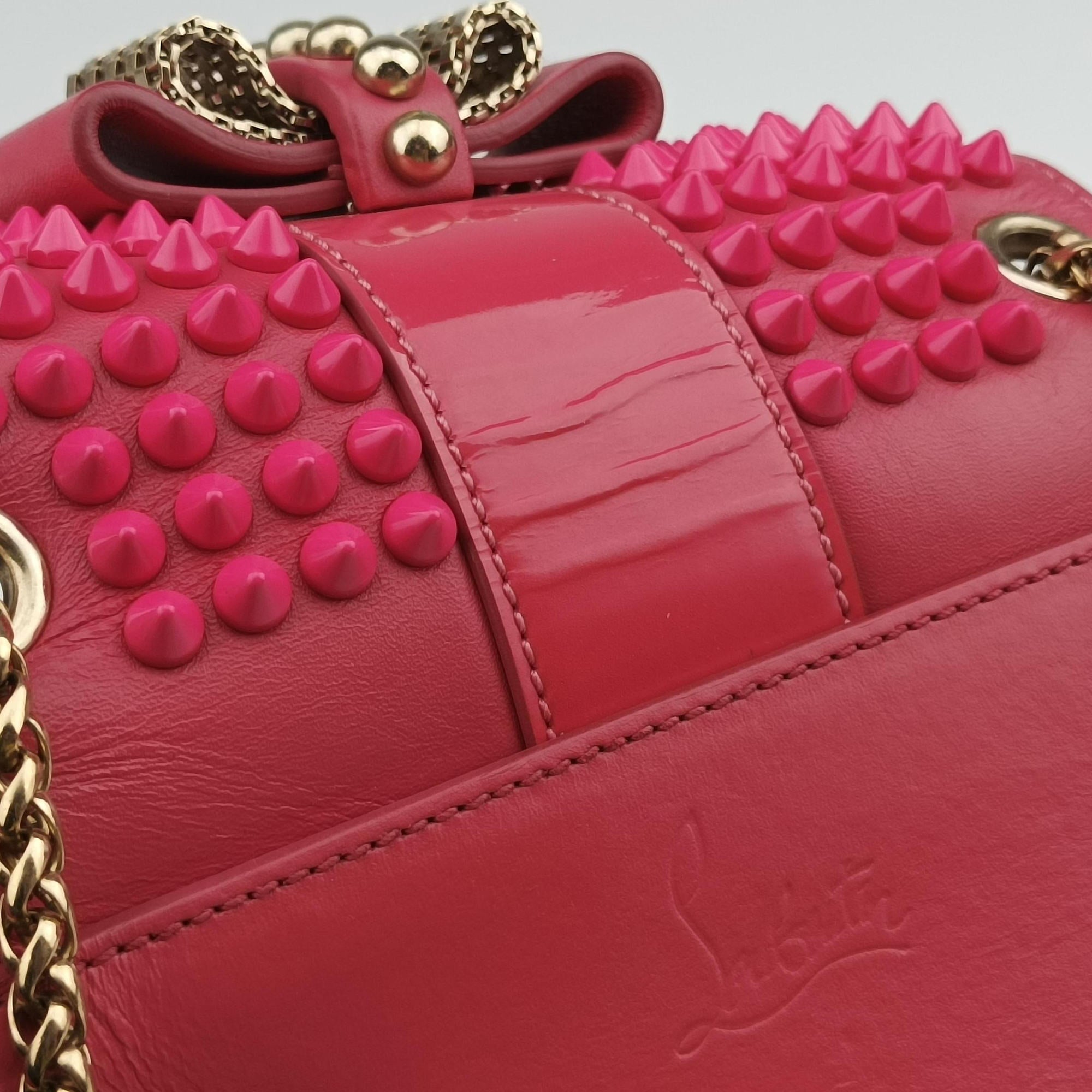 Vintage Christian Louboutin Sweet Charity Scarabe Spike Pink Leather  shoulderbag | stylenewstar