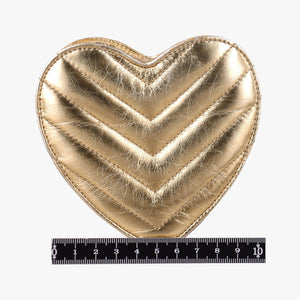 Pre-owned Yves Saint Laurent Love heart V stitch Golden Leather 448050 shoulderbag | stylenewstar