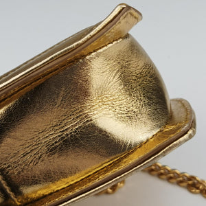 Pre-owned Yves Saint Laurent Love heart V stitch Golden Leather 448050 shoulderbag | stylenewstar