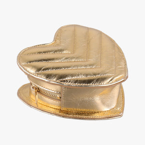 Pre-owned Yves Saint Laurent Love heart V stitch Golden Leather 448050 shoulderbag | stylenewstar