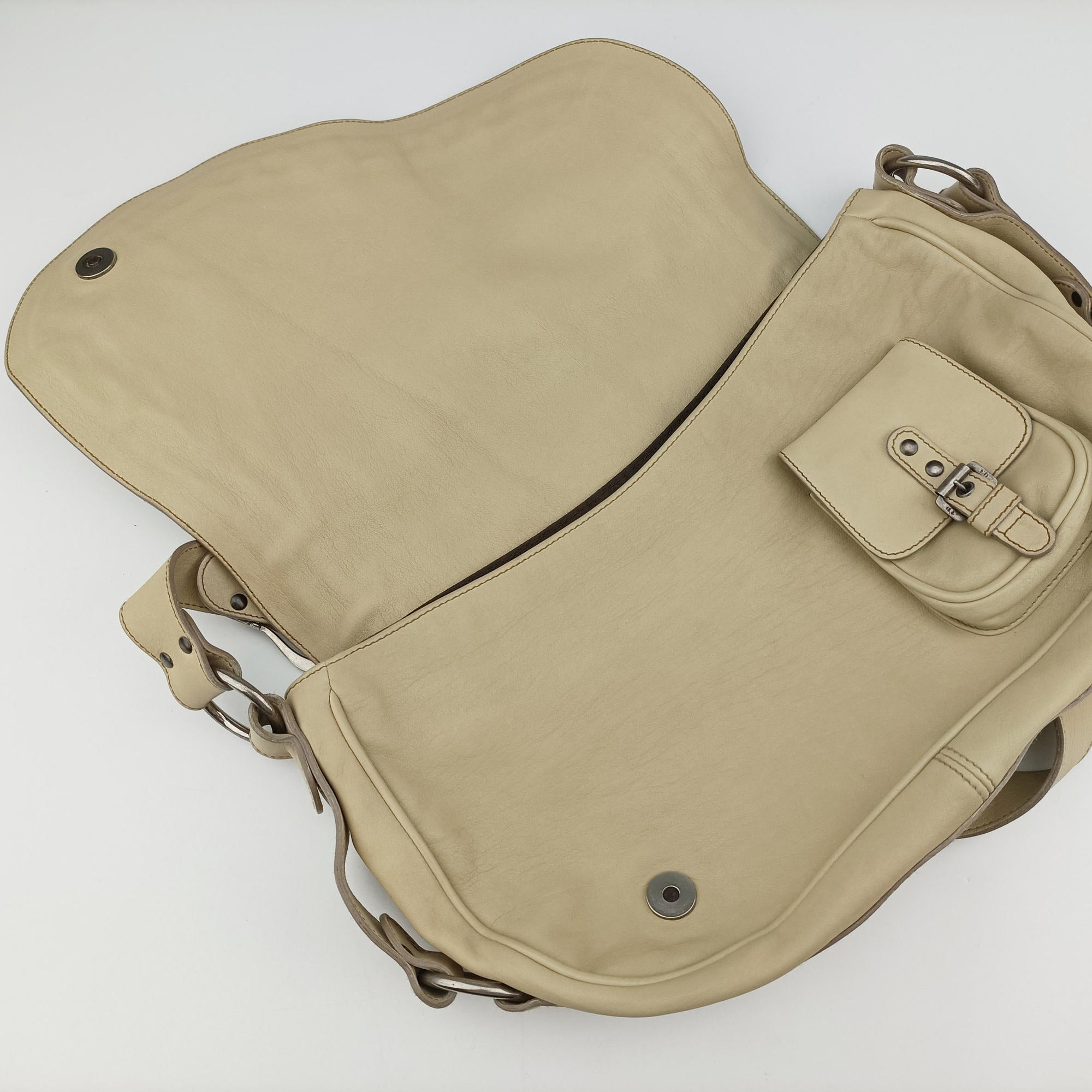 Secondhand Christian Dior Gaucho Beige Leather  shoulderbag | stylenewstar