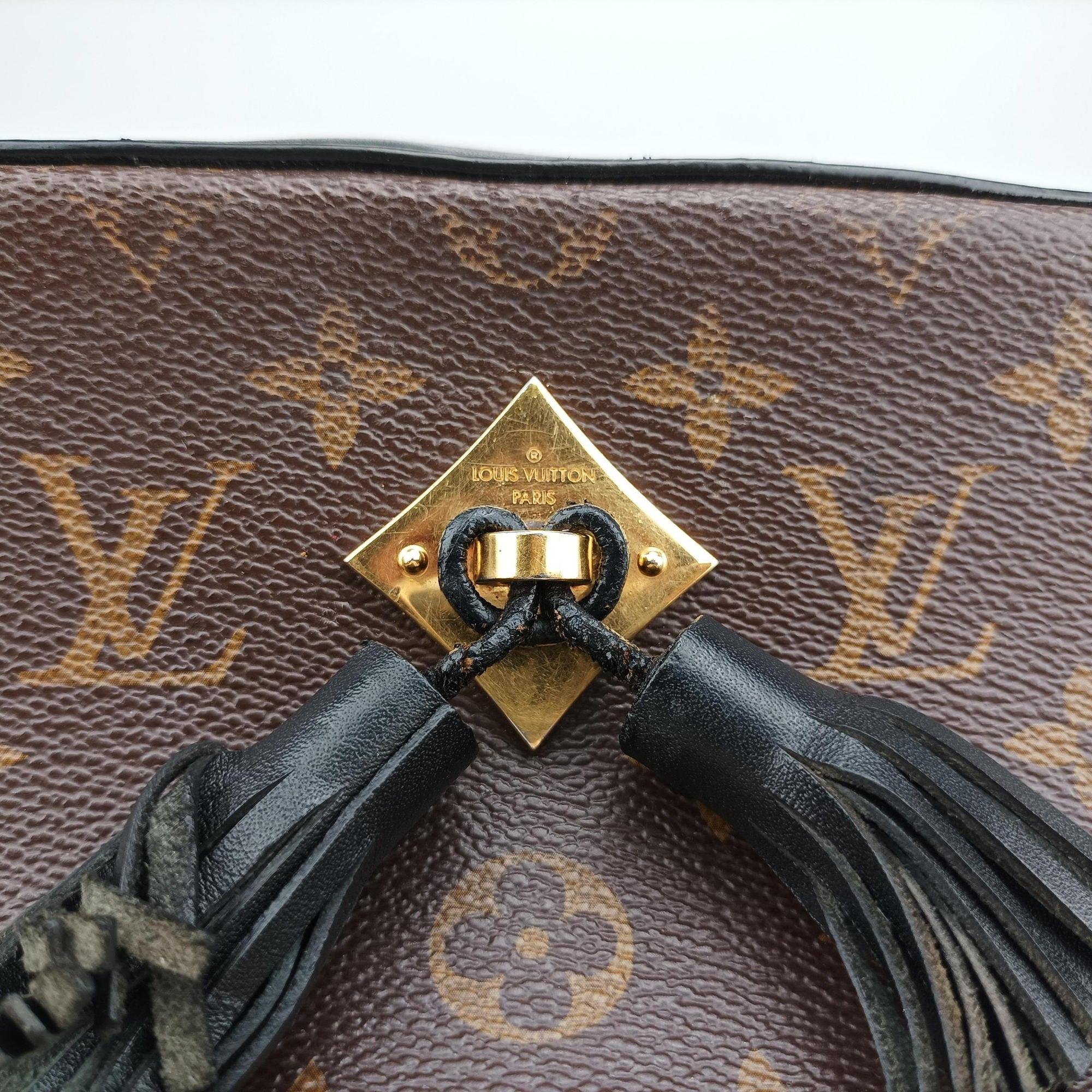 Pre-owned Louis Vuitton SAINTONGE brown×Noir Monogram Canvas×calf leather M43555 shoulderbag | stylenewstar