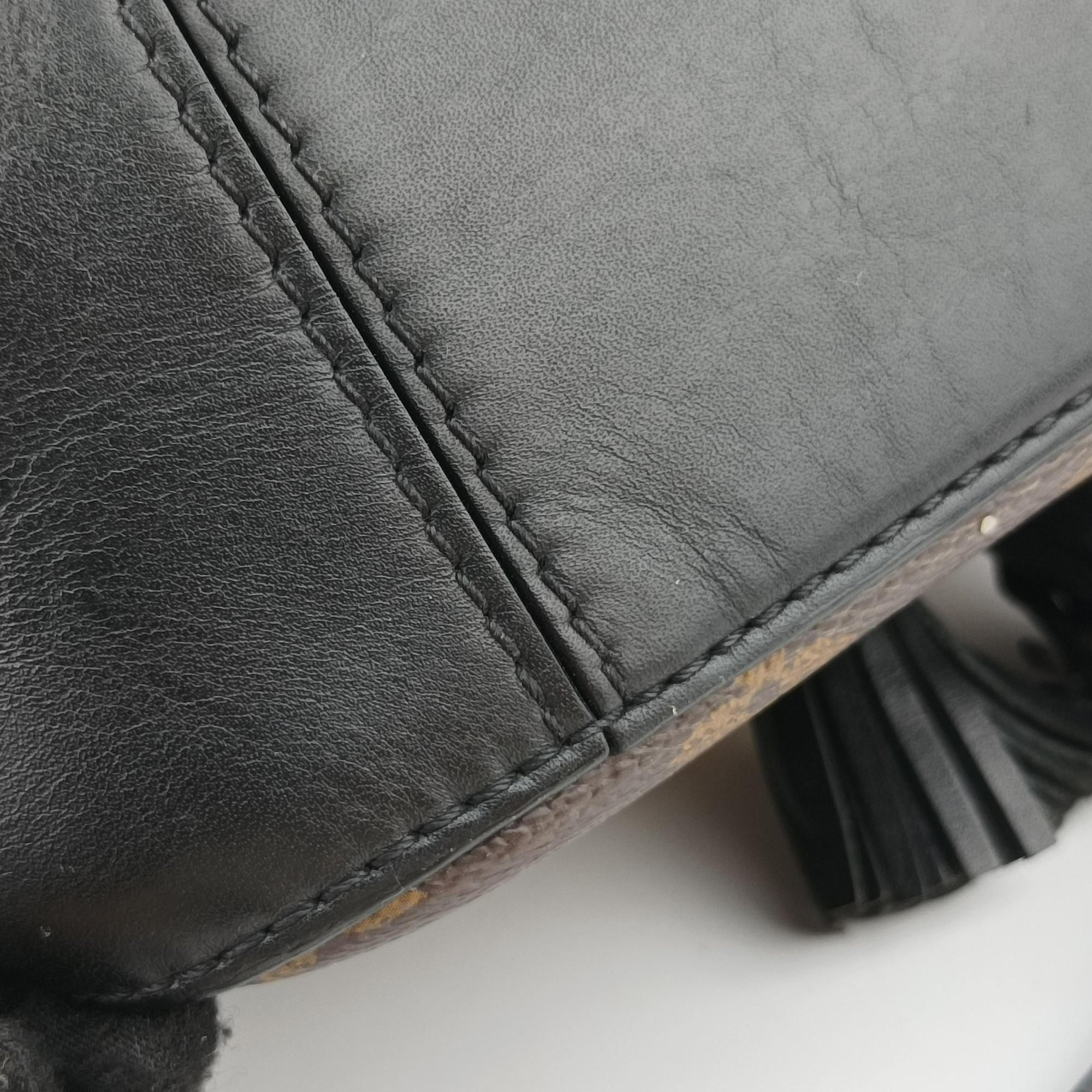 Pre-owned Louis Vuitton SAINTONGE brown×Noir Monogram Canvas×calf leather M43555 shoulderbag | stylenewstar