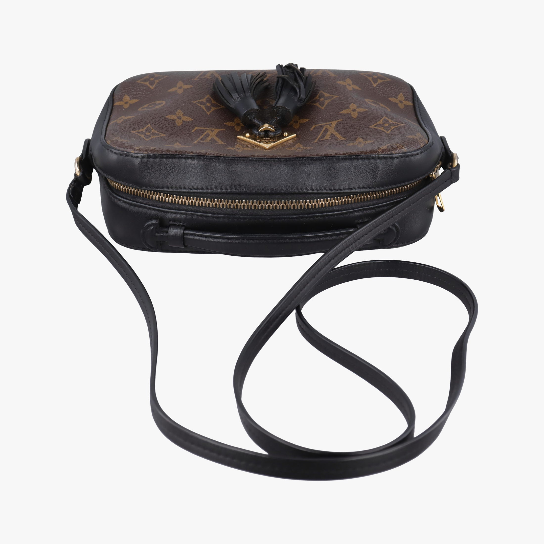 Pre-owned Louis Vuitton SAINTONGE brown×Noir Monogram Canvas×calf leather M43555 shoulderbag | stylenewstar