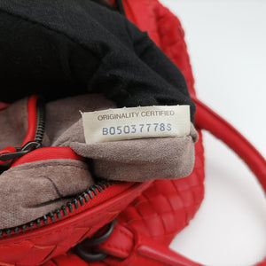 Pre-owned Bottega Veneta Intrecciato Red lambskin  shoulderbag | stylenewstar