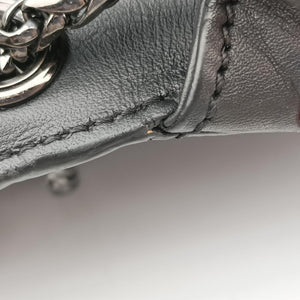 Pre-owned Christian Louboutin Sweet Charity Scarabe Spike Black Leather  shoulderbag | stylenewstar