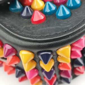 Pre-owned Christian Louboutin Sweet Charity Scarabe Spike Black Leather  shoulderbag | stylenewstar