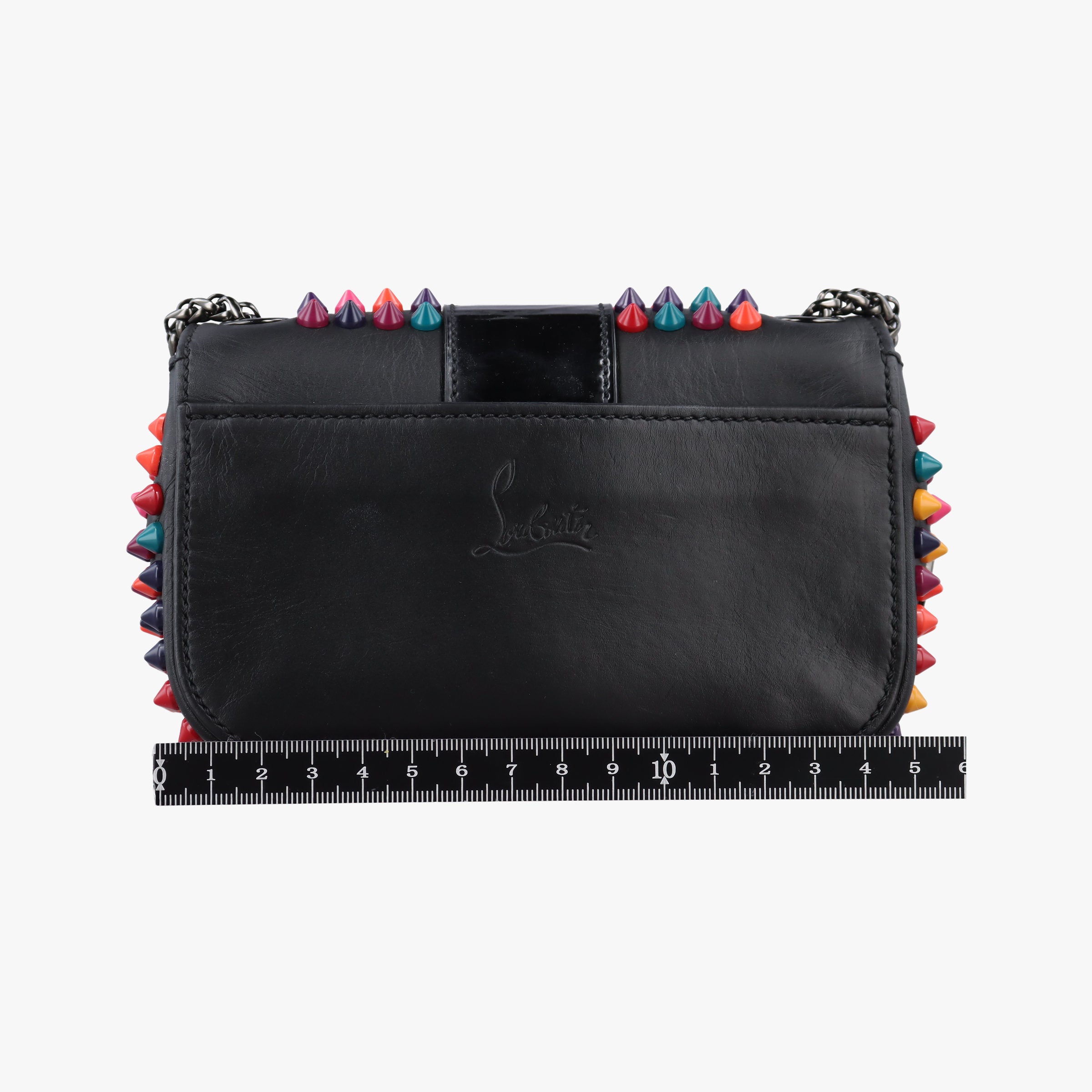 Pre-owned Christian Louboutin Sweet Charity Scarabe Spike Black Leather  shoulderbag | stylenewstar