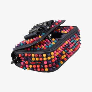 Pre-owned Christian Louboutin Sweet Charity Scarabe Spike Black Leather  shoulderbag | stylenewstar