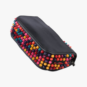 Pre-owned Christian Louboutin Sweet Charity Scarabe Spike Black Leather  shoulderbag | stylenewstar