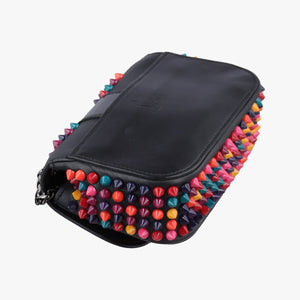 Pre-owned Christian Louboutin Sweet Charity Scarabe Spike Black Leather  shoulderbag | stylenewstar