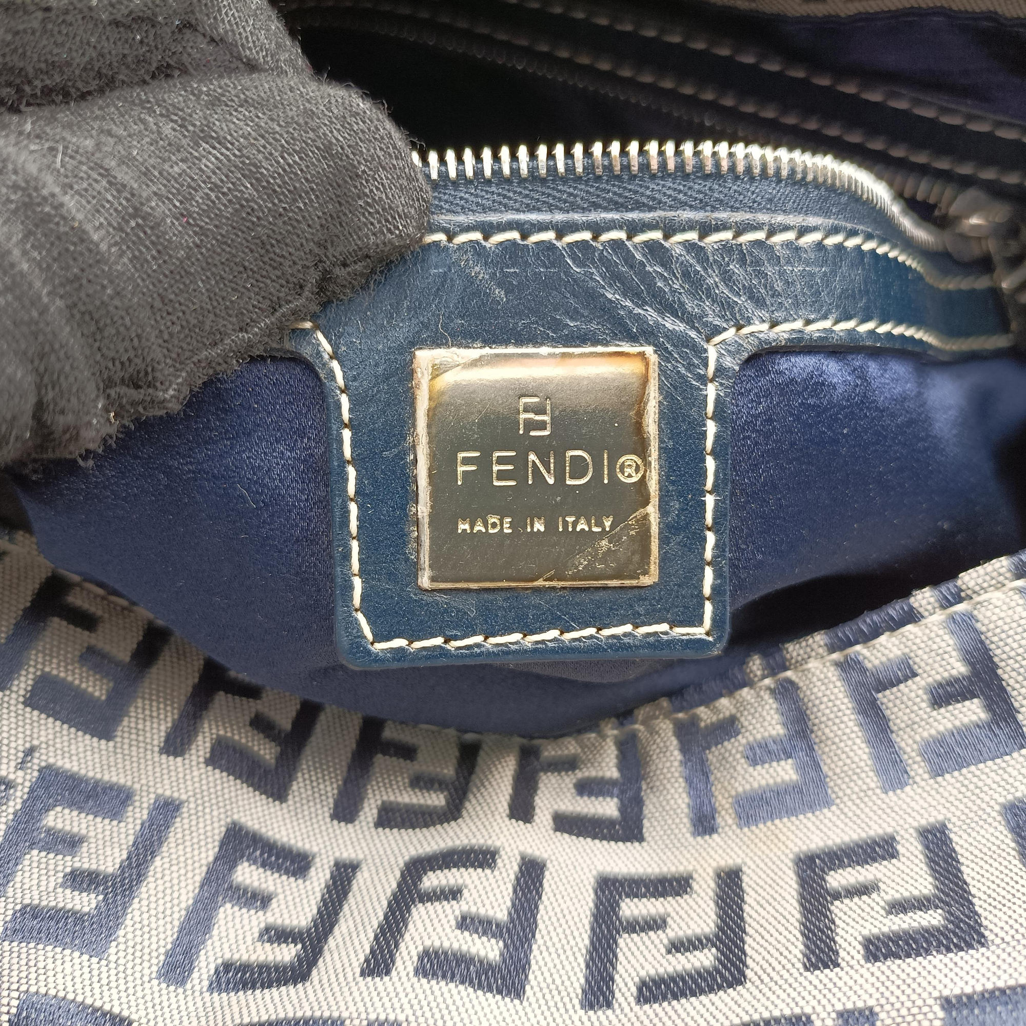 Vintage Fendi Baguette　Zucchino Navy×Grey canvas×leather 8BR001 shoulderbag | stylenewstar