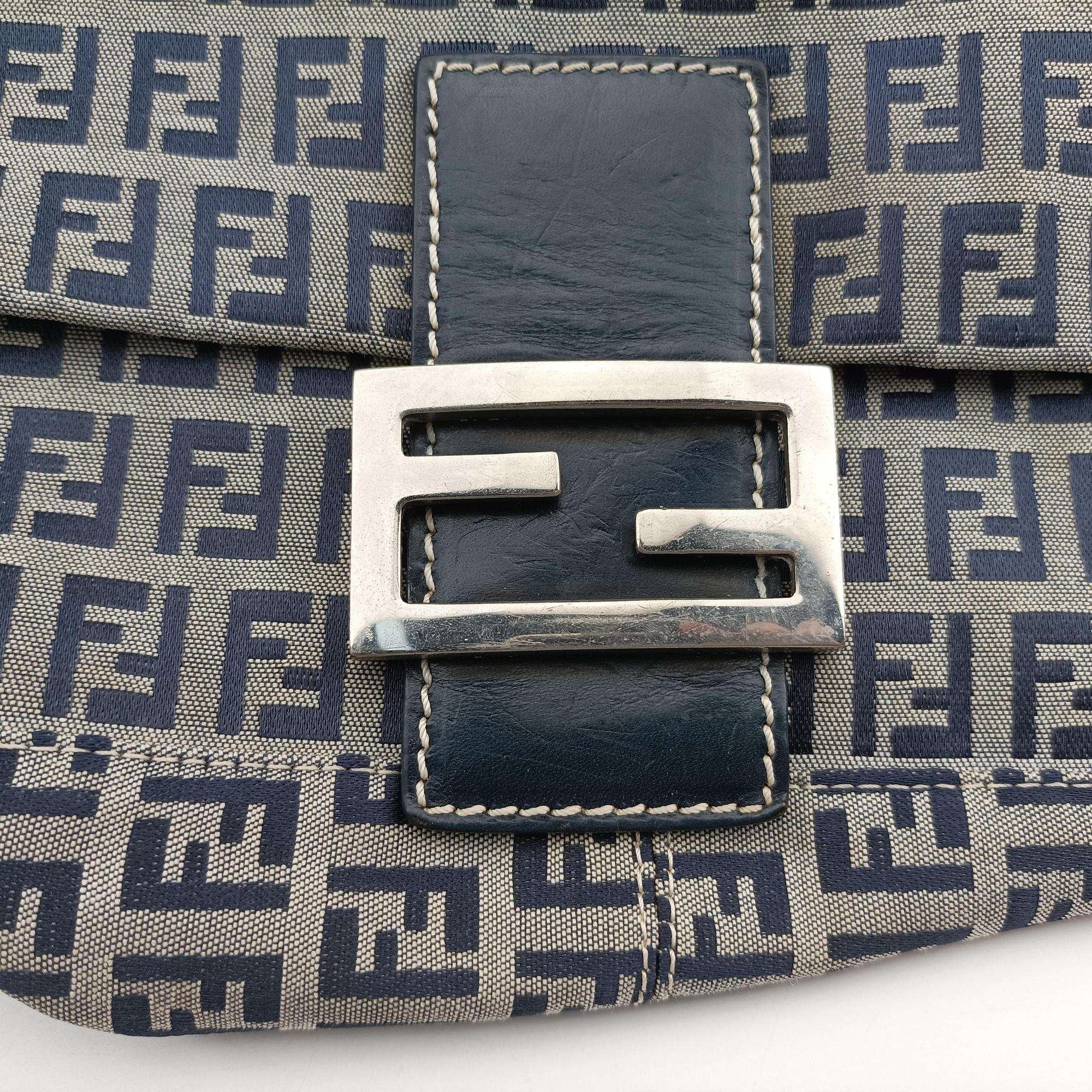 Vintage Fendi Baguette　Zucchino Navy×Grey canvas×leather 8BR001 shoulderbag | stylenewstar