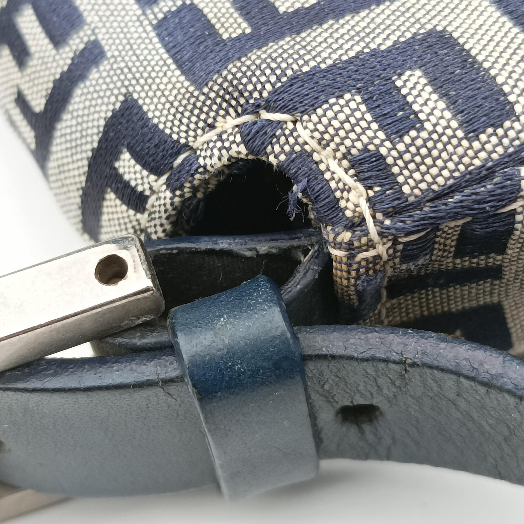Vintage Fendi Baguette　Zucchino Navy×Grey canvas×leather 8BR001 shoulderbag | stylenewstar