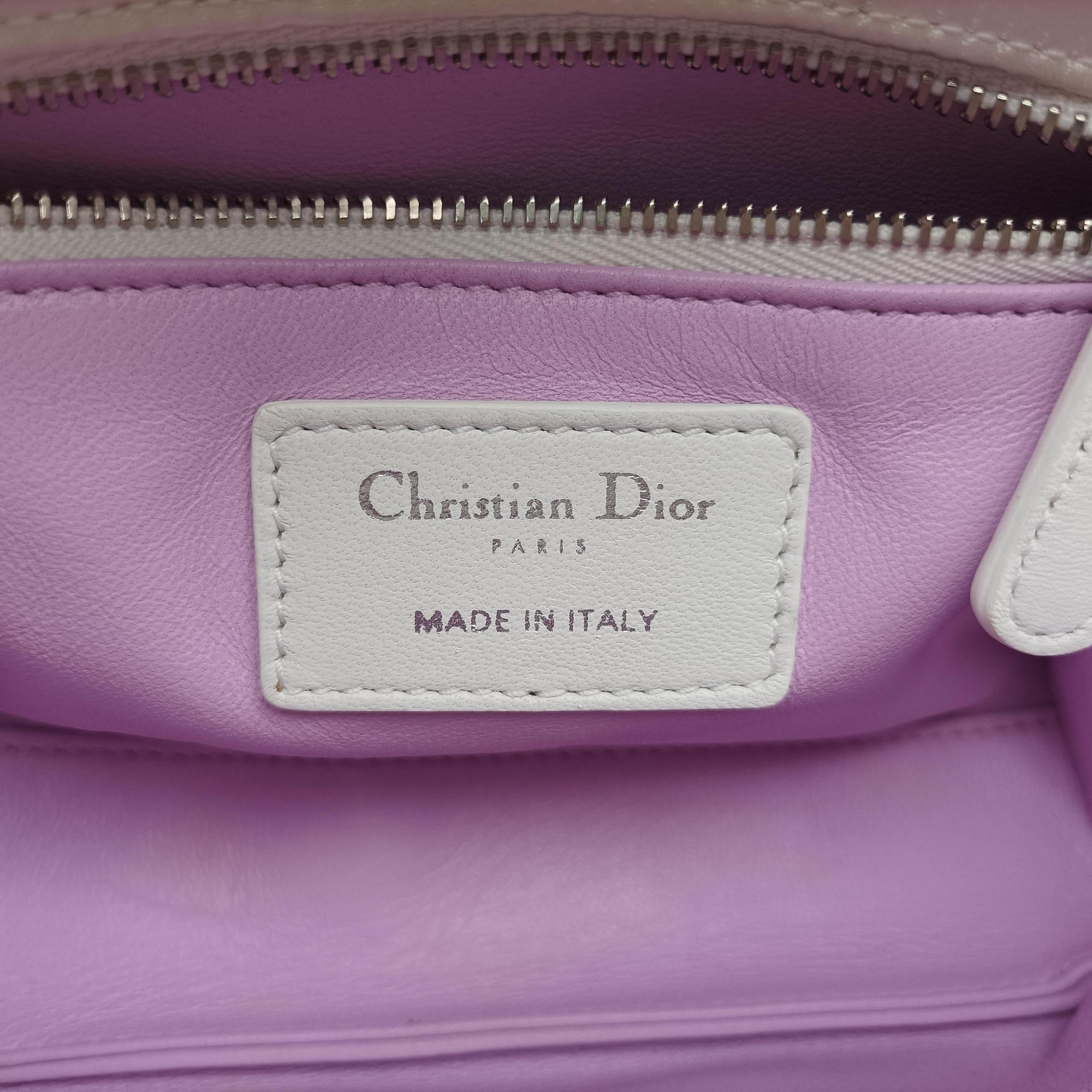 Pre-owned Christian Dior Lady Dior White×Multicolor Satin × Sequin × Bead Embellishments  shoulderbag | stylenewstar