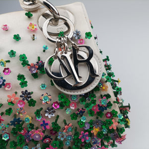 Pre-owned Christian Dior Lady Dior White×Multicolor Satin × Sequin × Bead Embellishments  shoulderbag | stylenewstar