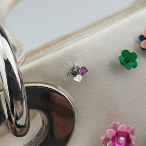 Pre-owned Christian Dior Lady Dior White×Multicolor Satin × Sequin × Bead Embellishments  shoulderbag | stylenewstar