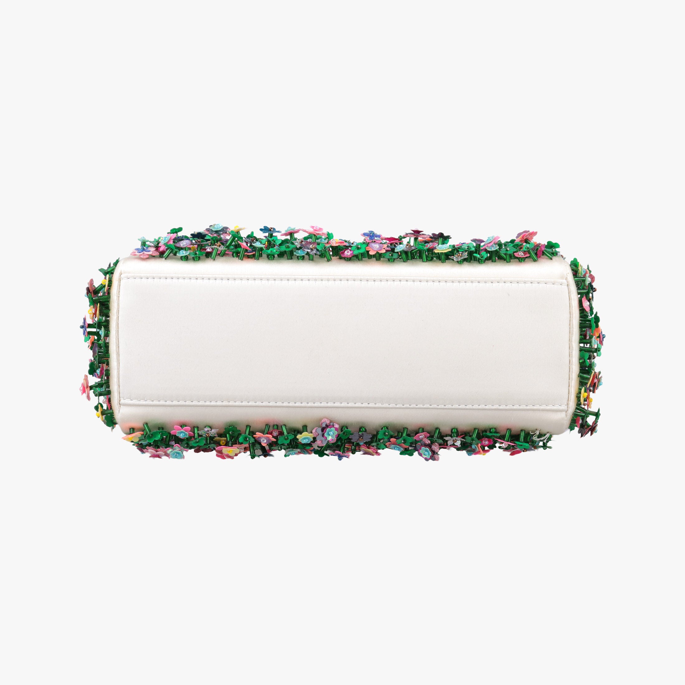 Pre-owned Christian Dior Lady Dior White×Multicolor Satin × Sequin × Bead Embellishments  shoulderbag | stylenewstar