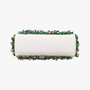 Pre-owned Christian Dior Lady Dior White×Multicolor Satin × Sequin × Bead Embellishments  shoulderbag | stylenewstar